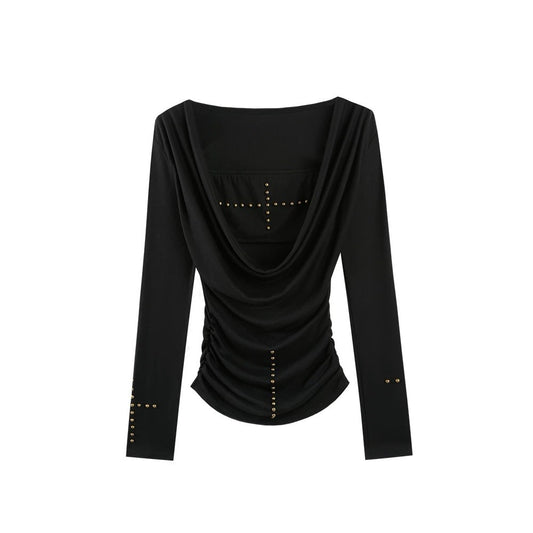 Embellished Cowl Sleeve & Bandeau Two Piece Top