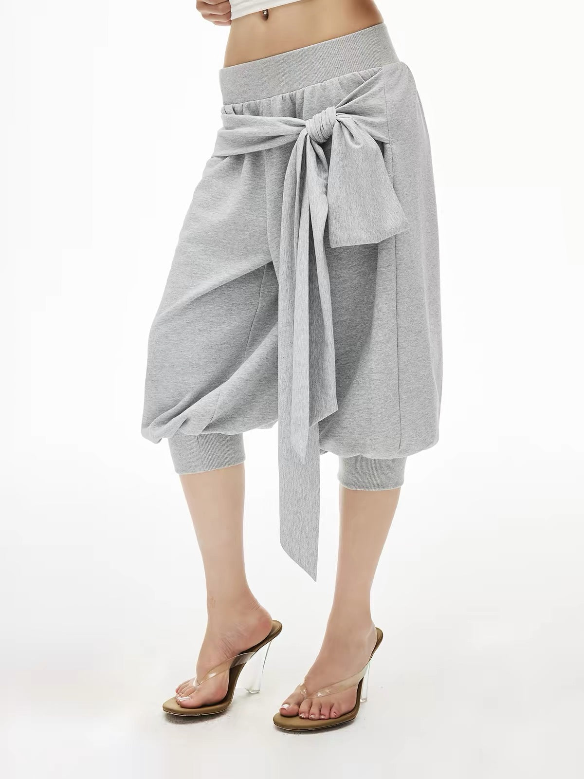 Tie-Front Slouchy Capri Sweatpants