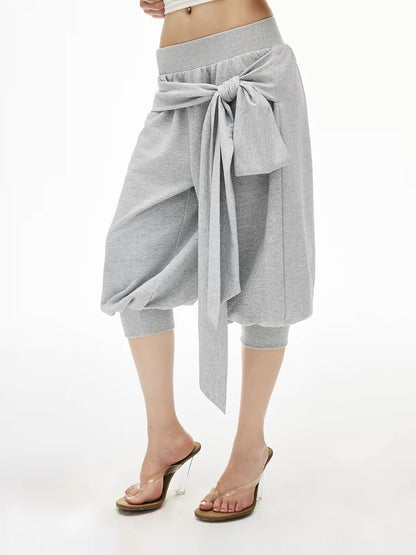 Tie-Front Slouchy Capri Sweatpants