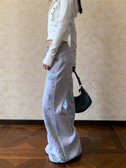 Embellished Wide-Leg Jogger Pants