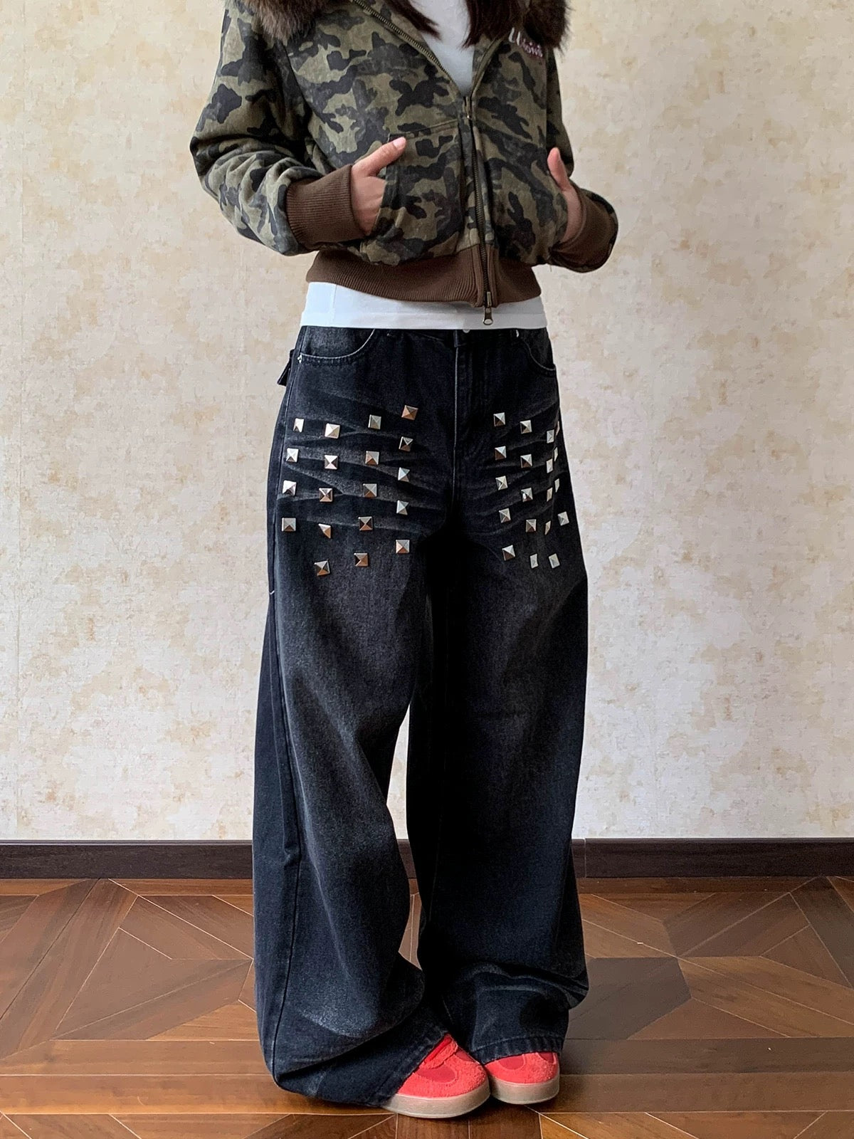 Studded Wide Leg Jeans