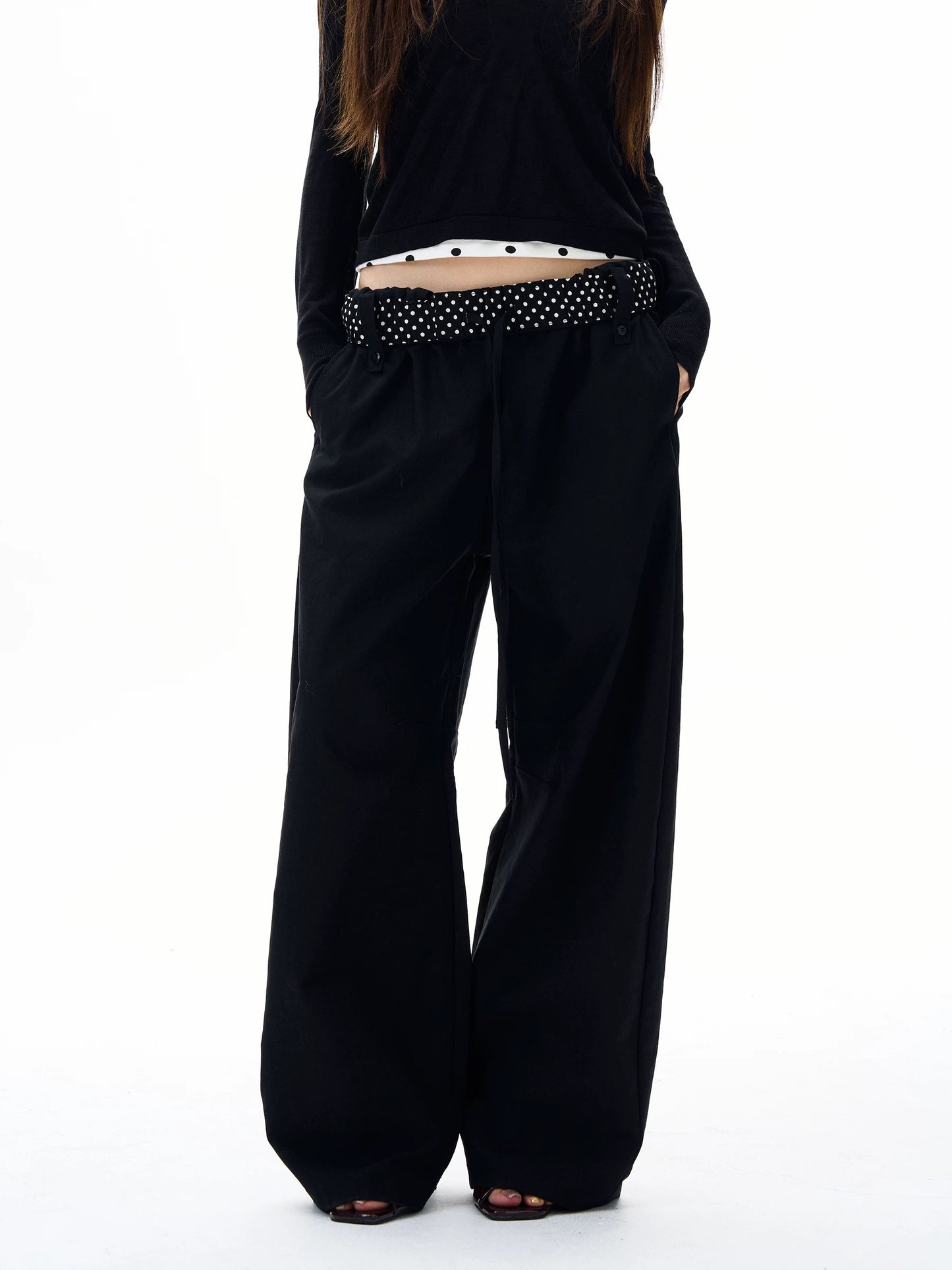 Polka Dot Fold Over Trousers