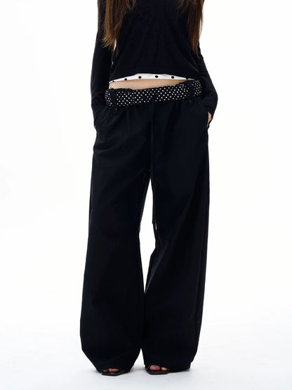 Polka Dot Fold Over Trousers