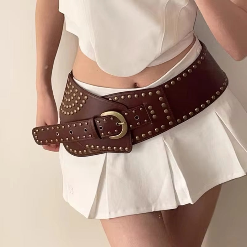 Asymmetric Studded Buckle Belt