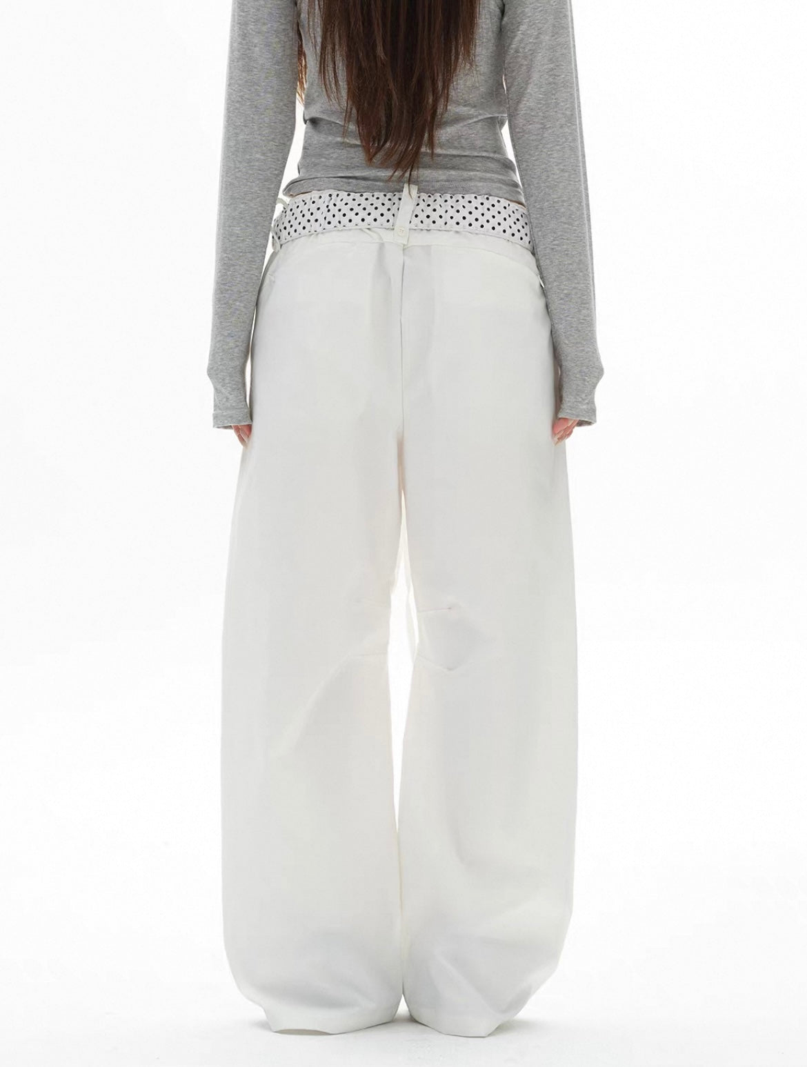 Polka Dot Fold Over Trousers