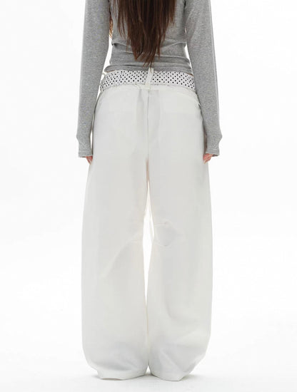 Polka Dot Fold Over Trousers