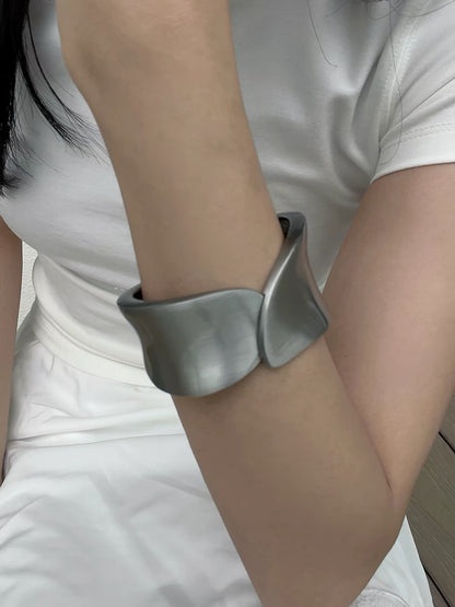 Sculptural Wave Wide Cuff Bracelet