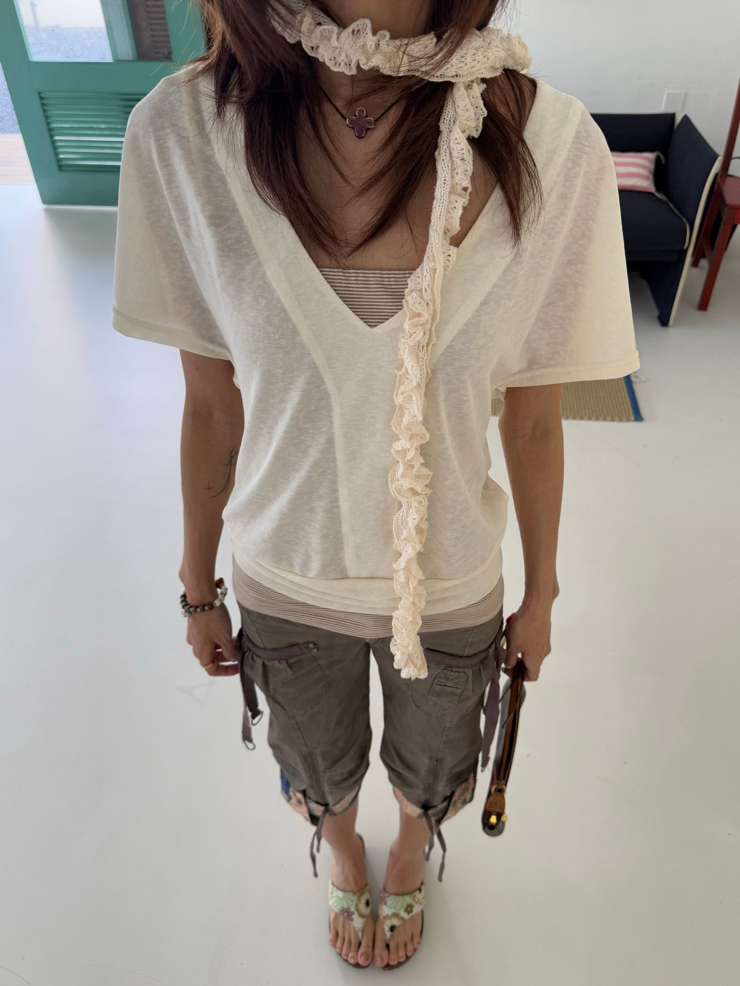 Andivogels Slouchy Deep V-Neck Kimono Top