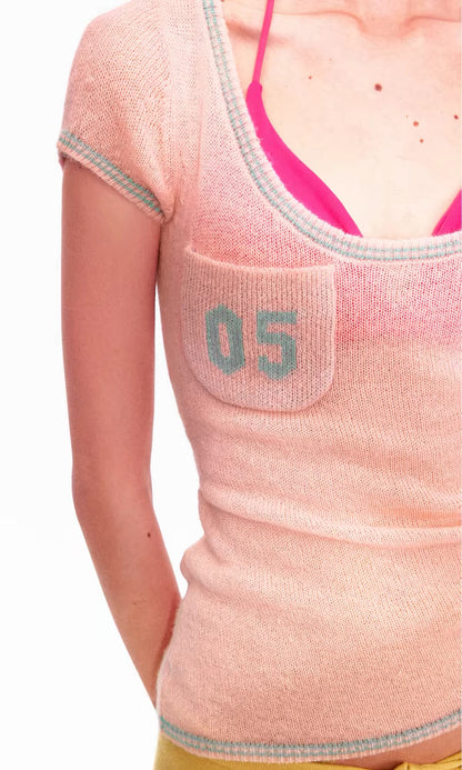 ayo Number 05 Pocket Fine Knit Scoop Top