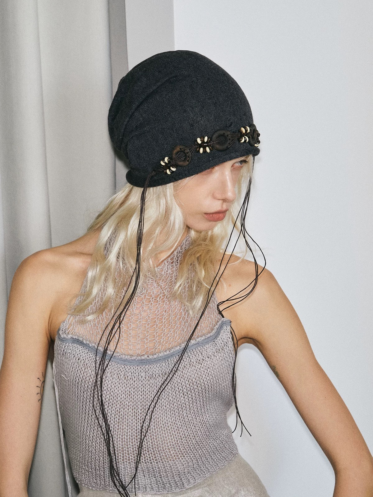 Hand Beaded Knit Beanie