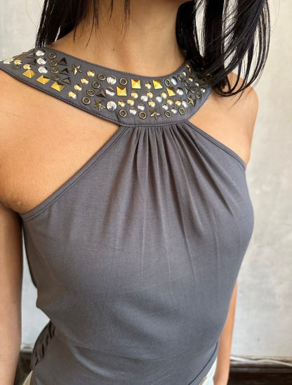 HOL!DAY Studded 2 Way Draped Top
