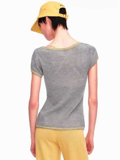 ayo Number 05 Pocket Fine Knit Scoop Top
