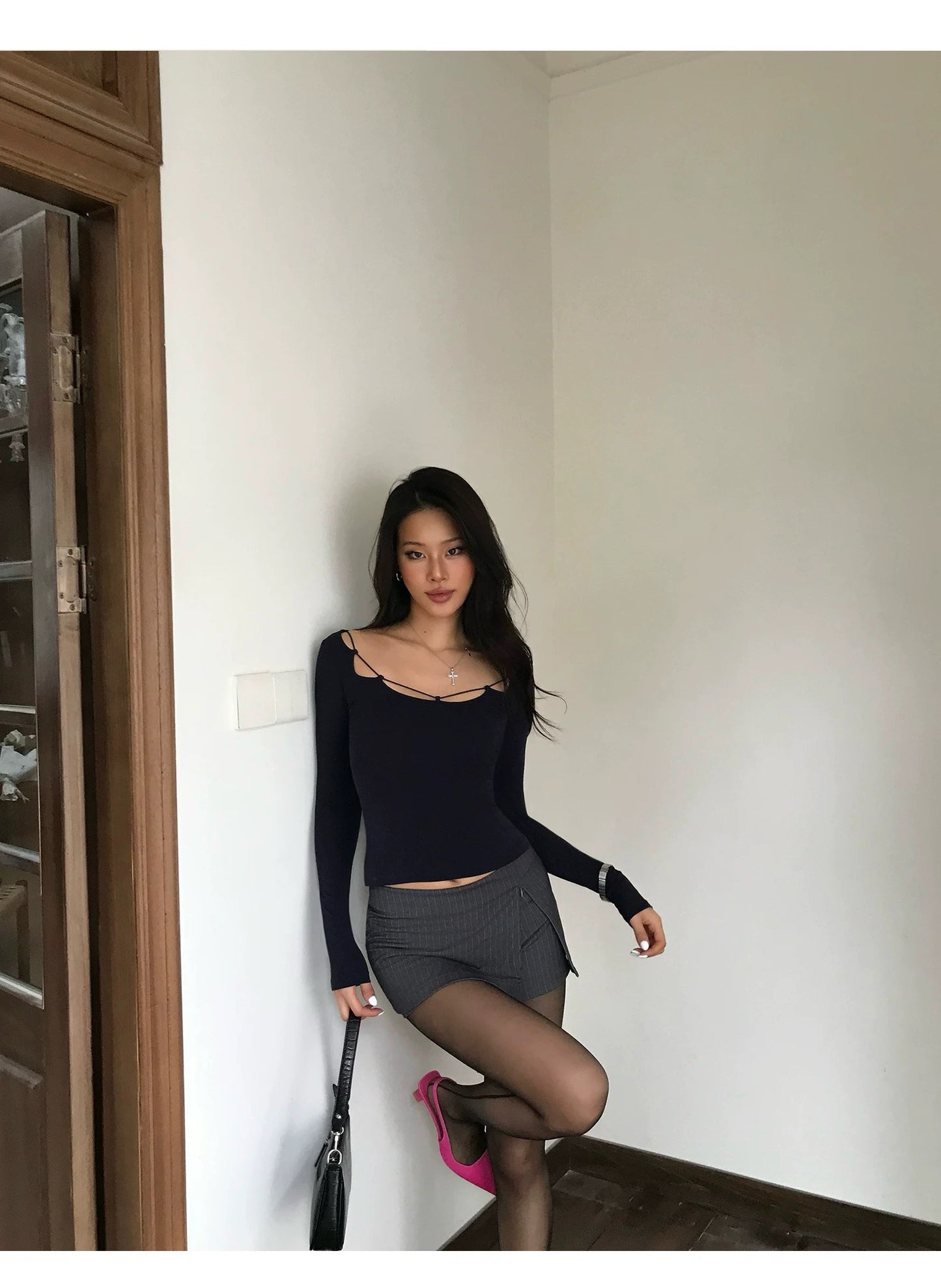 Petal Neck Long Sleeve Top