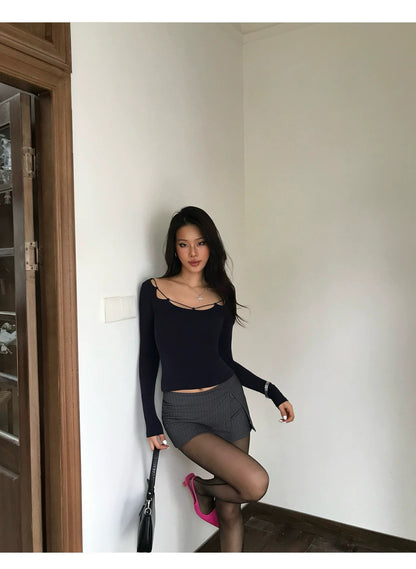 Petal Neck Long Sleeve Top