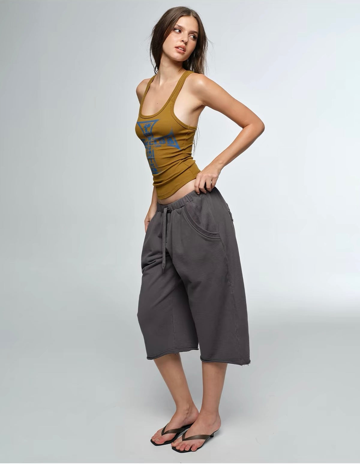 Bum Studios Oversized Raw Hem Fleece Bermuda Shorts