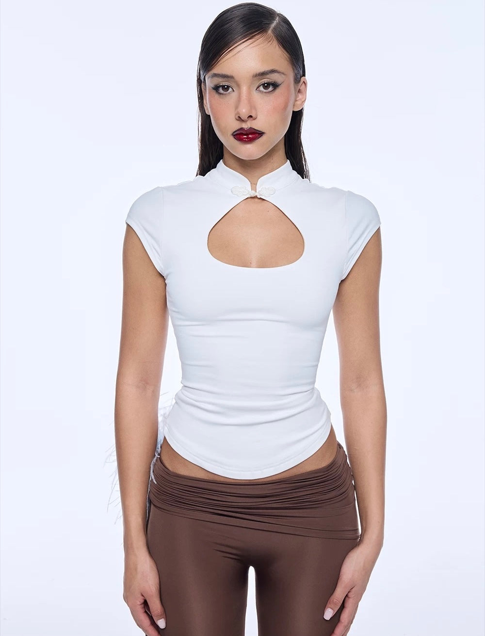 (Pre-Order) Bum Studios Cut Out Mandarin Collar Top