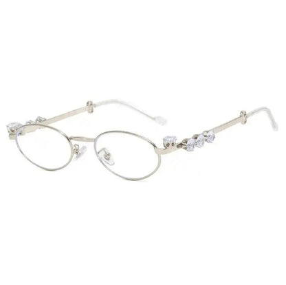 Small Metal Oval Rhinestone Glasses