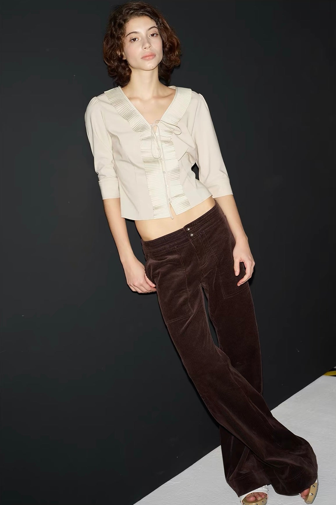 SOLWEIGE Retro Corduroy Low Rise Trousers