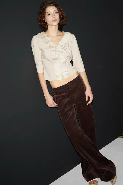 SOLWEIGE Retro Corduroy Low Rise Trousers