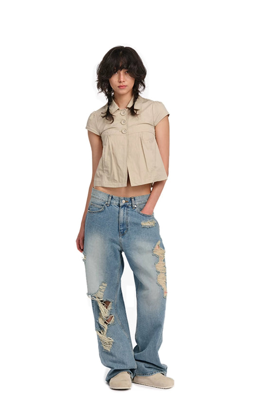 Pea Coat Inspired Button Front Top