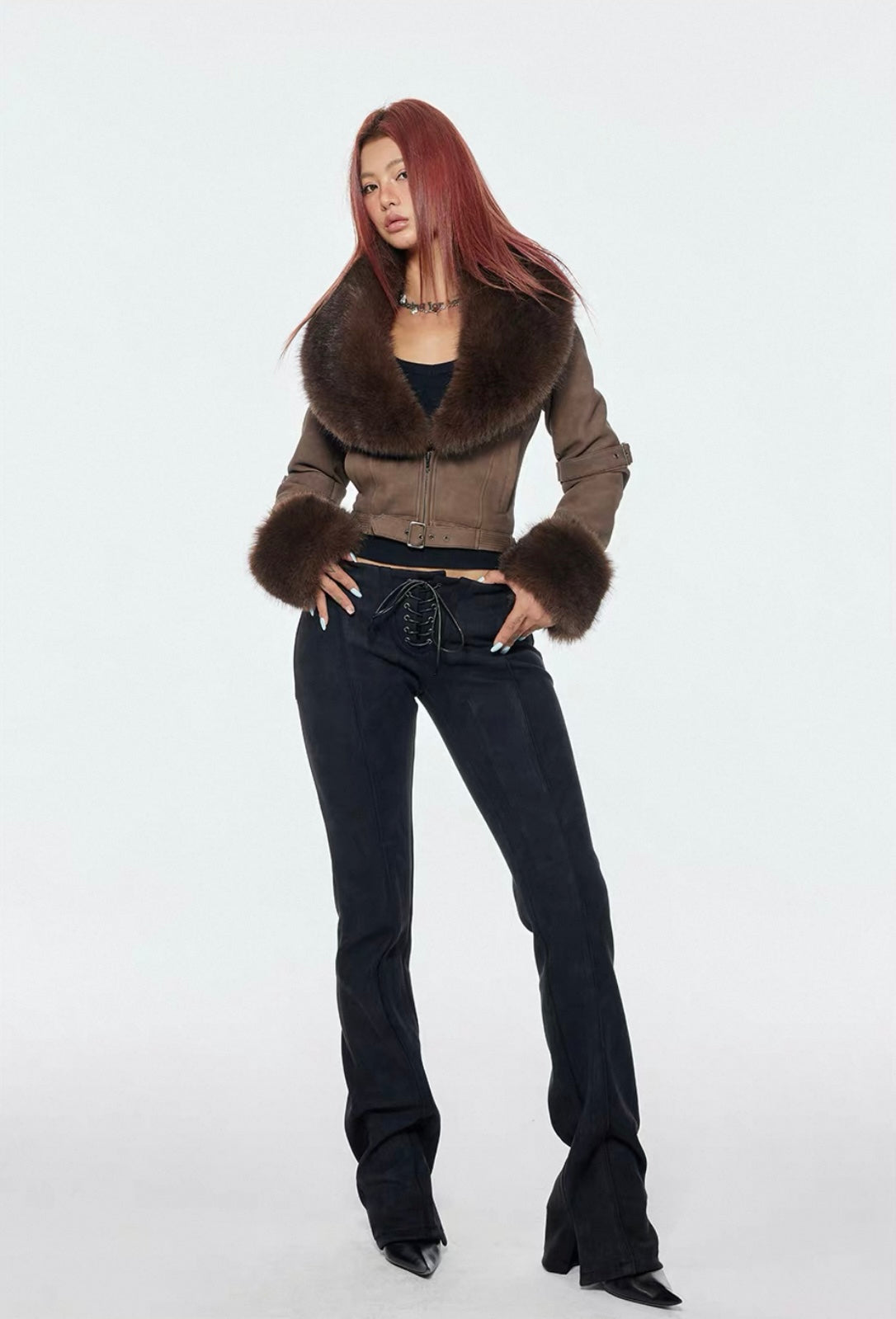 Bum Studio LaceUp Faux Suede Trousers