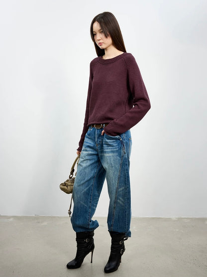 antenna effect Retro Washed Panelled Distressed Jeans