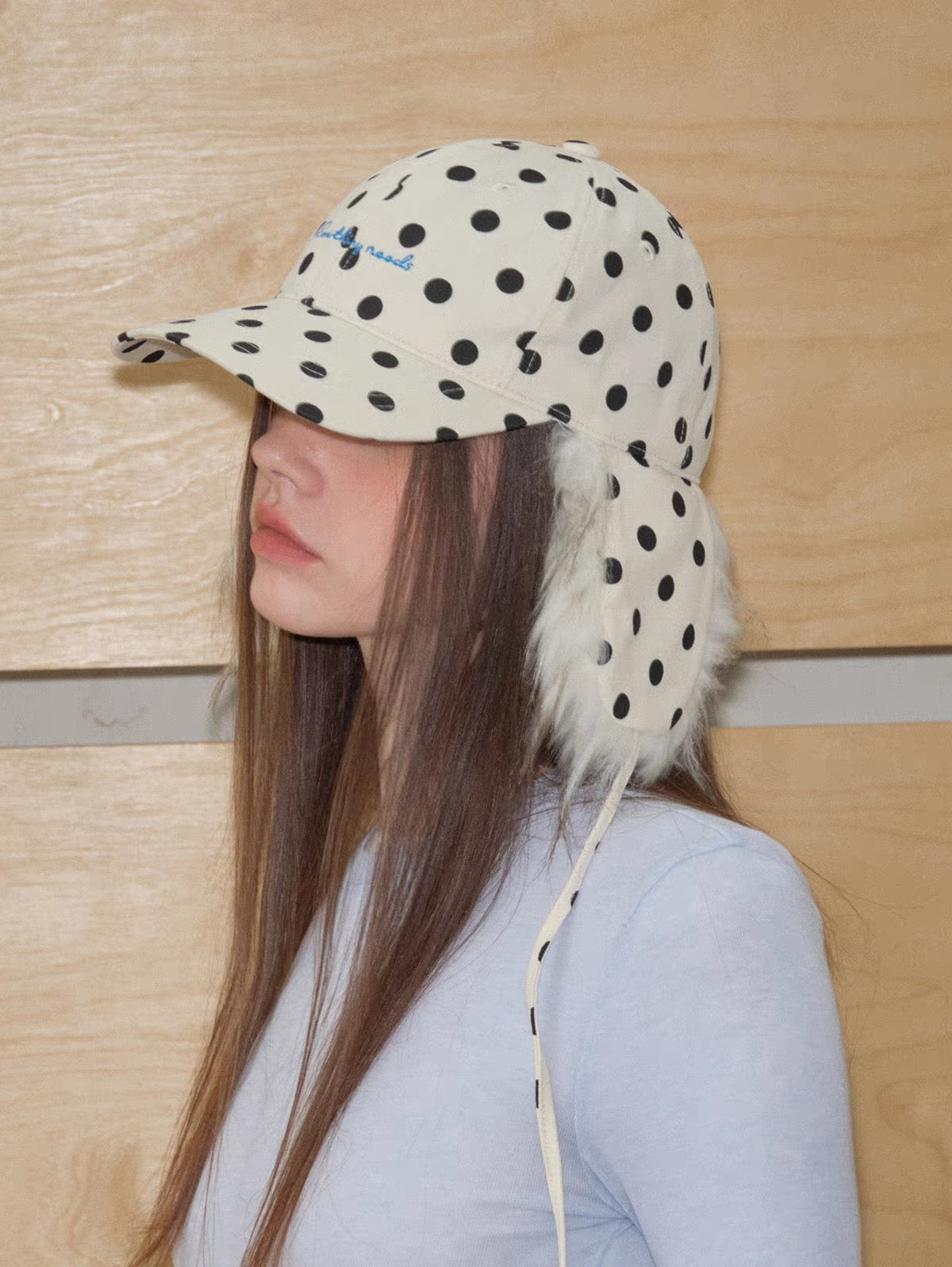 (Pre-Order) Polka Dot Faux Fur Trapper Cap