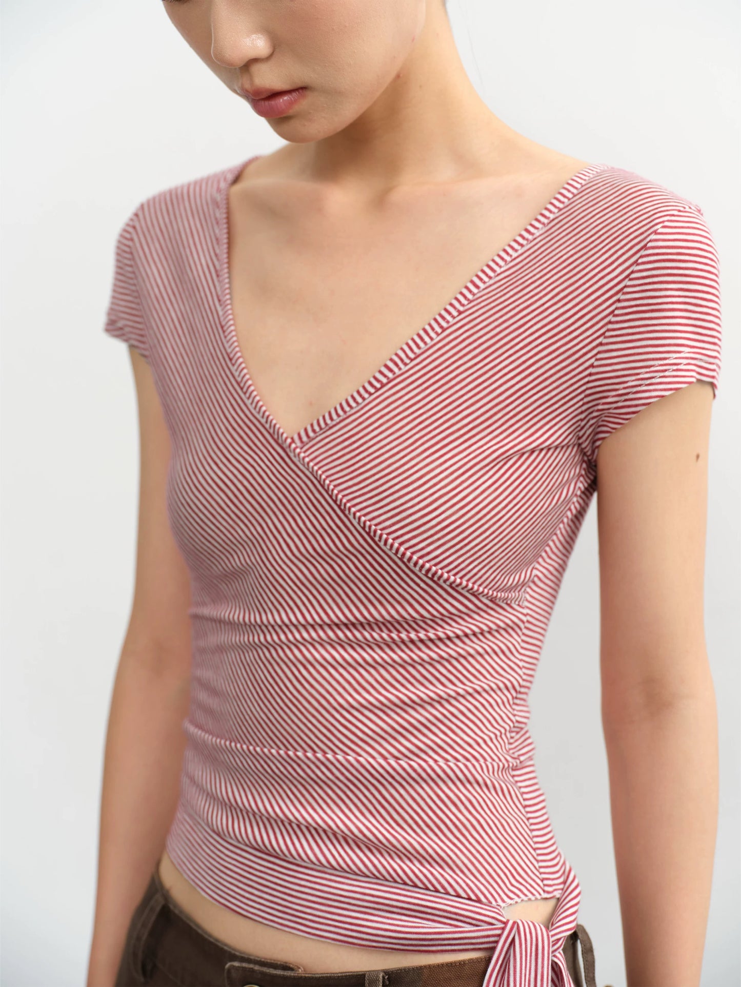 LINY LIBERTY Stripy Wraparound Top