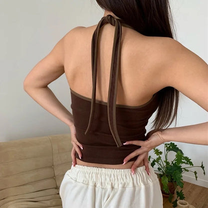 Brown Halter Neck Top