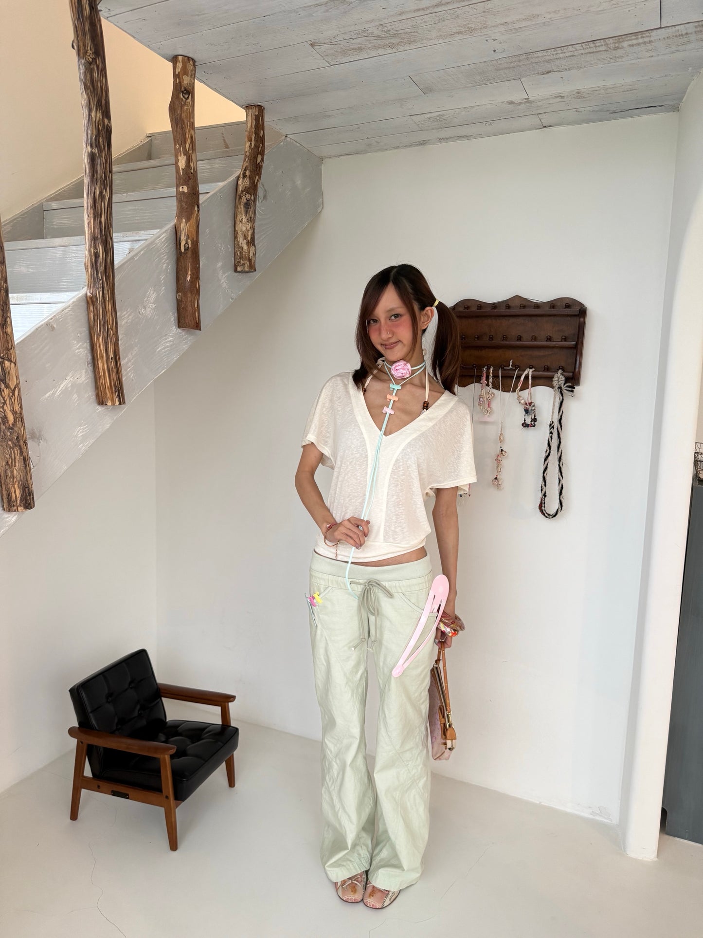 Andivogels Slouchy Deep V-Neck Kimono Top