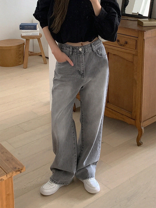 Grey Straight Leg Jeans