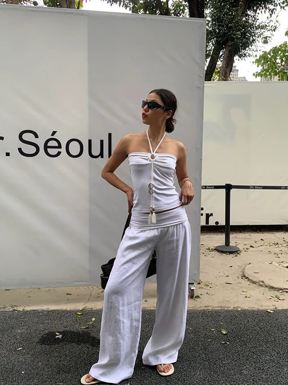 Low-Rise Soft Waist Wide Leg Trousers