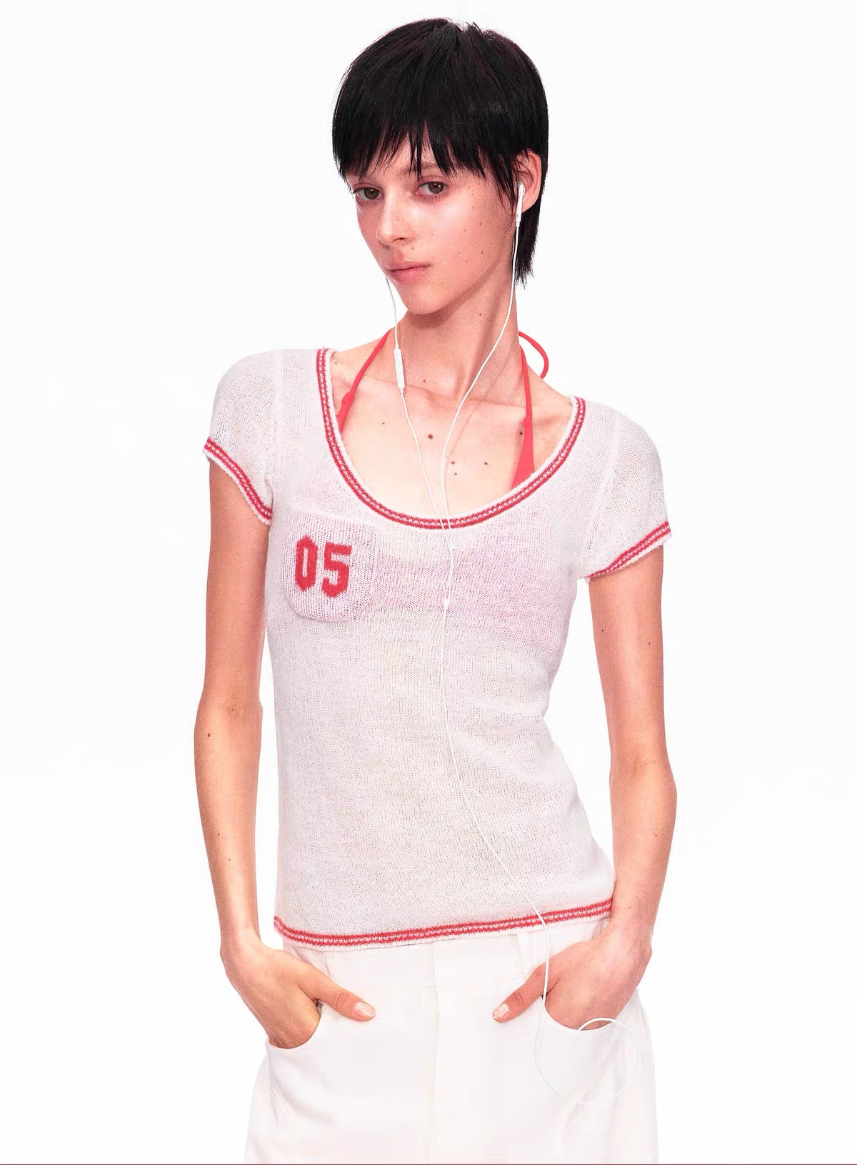 ayo Number 05 Pocket Fine Knit Scoop Top