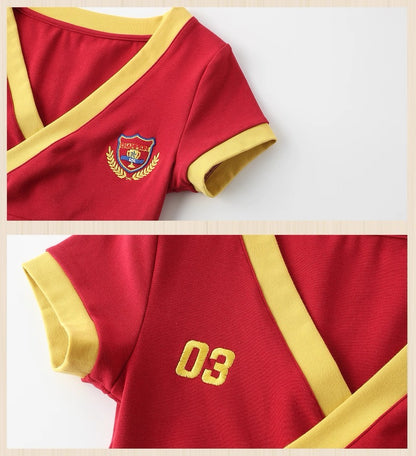 V Neck Sporty Style Top in Red