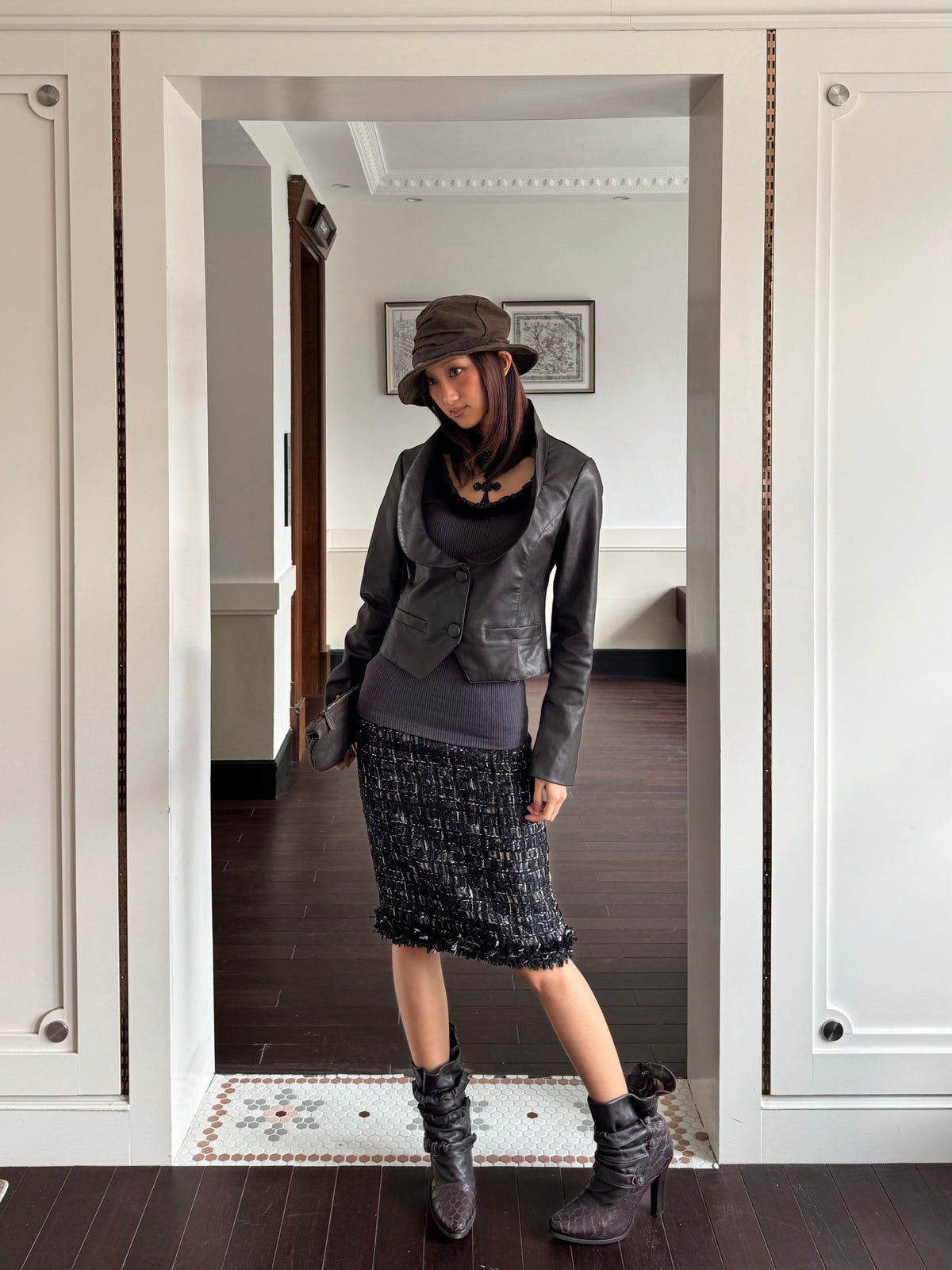 Andivogels Shimmering Tweed Midi Skirt