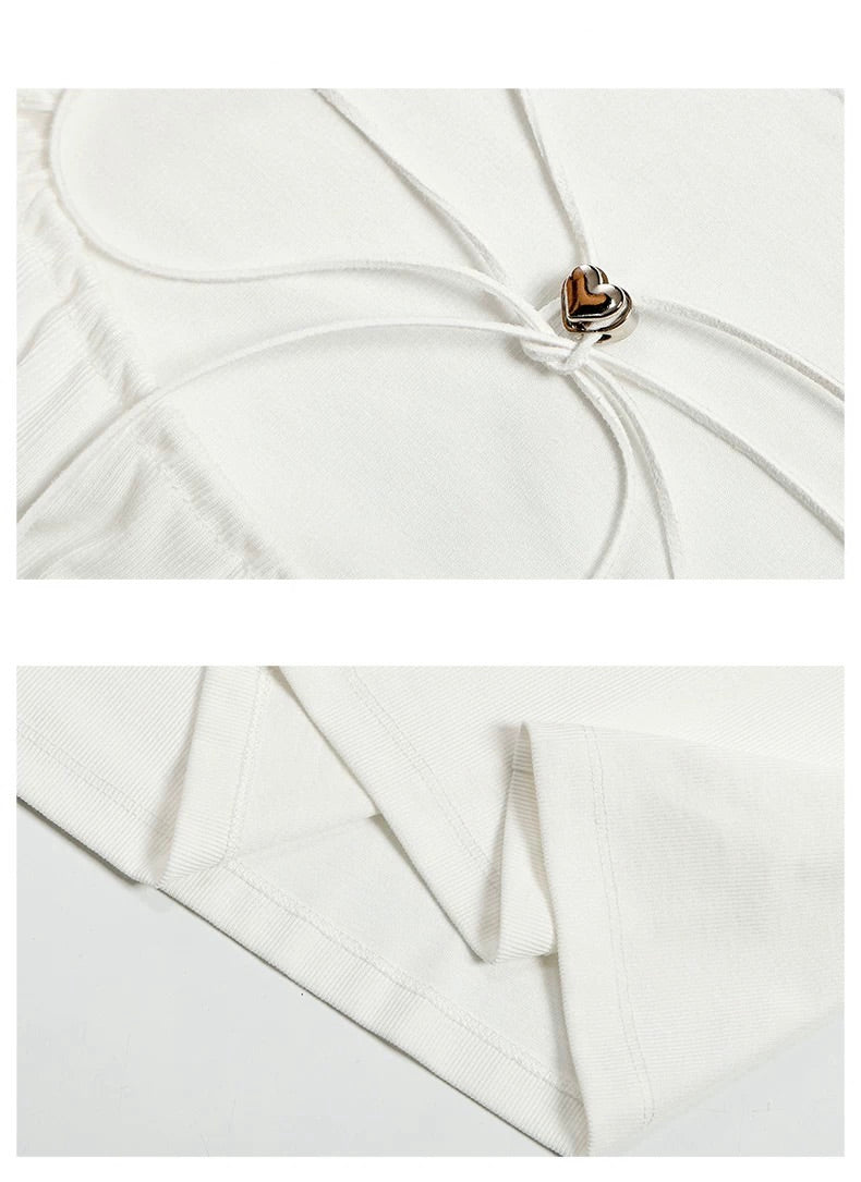 SOLWEIGE Relaxed Tie Up U-Neck T-shirt
