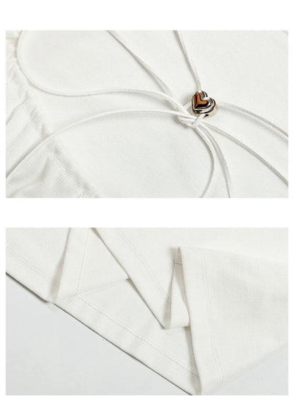 SOLWEIGE Relaxed Tie Up U-Neck T-shirt