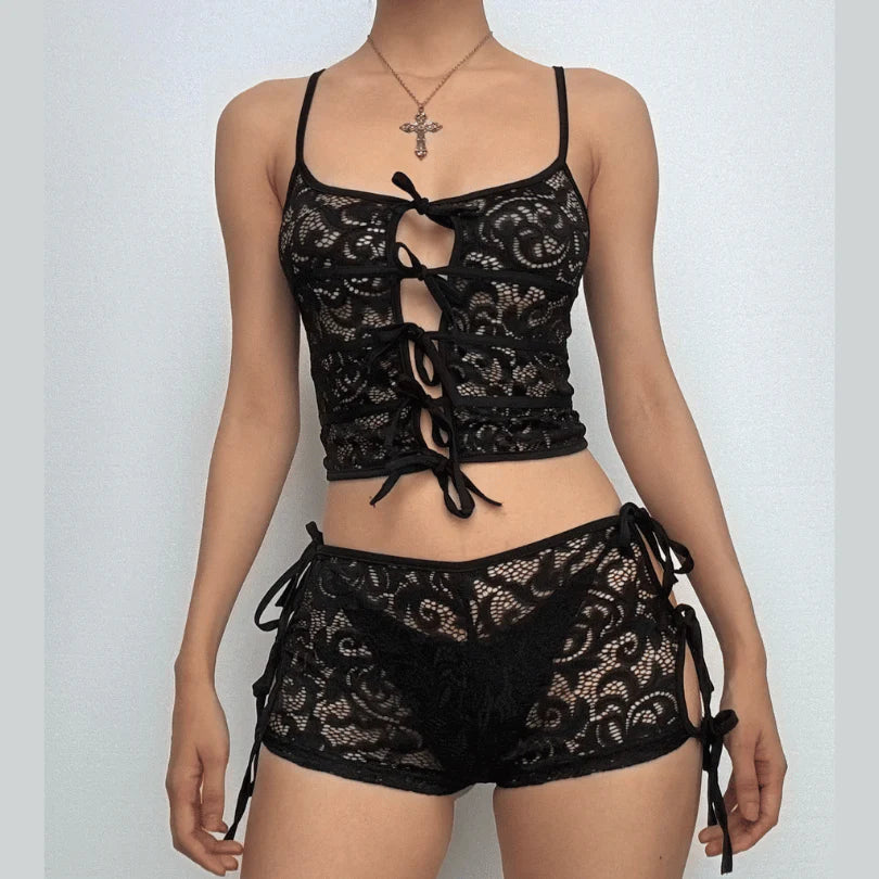 3 Piece Sheer Shorts Set