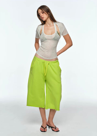 Bum Studios Oversized Raw Hem Fleece Bermuda Shorts
