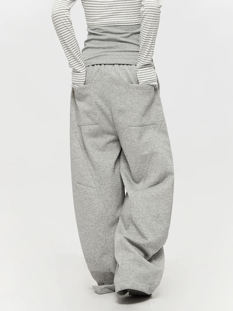 Light Grey Wide Leg Cargo Joggers