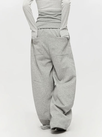 Light Grey Wide Leg Cargo Joggers