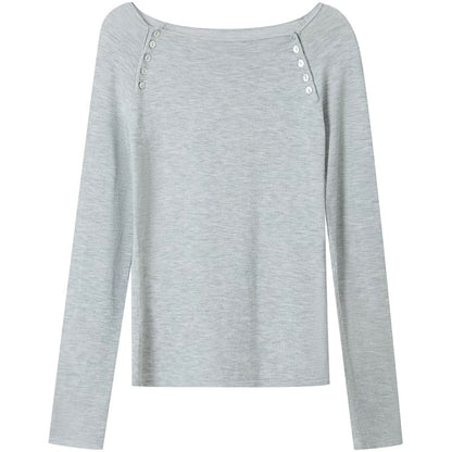 Solveig Button Embellished Boat Neck Top