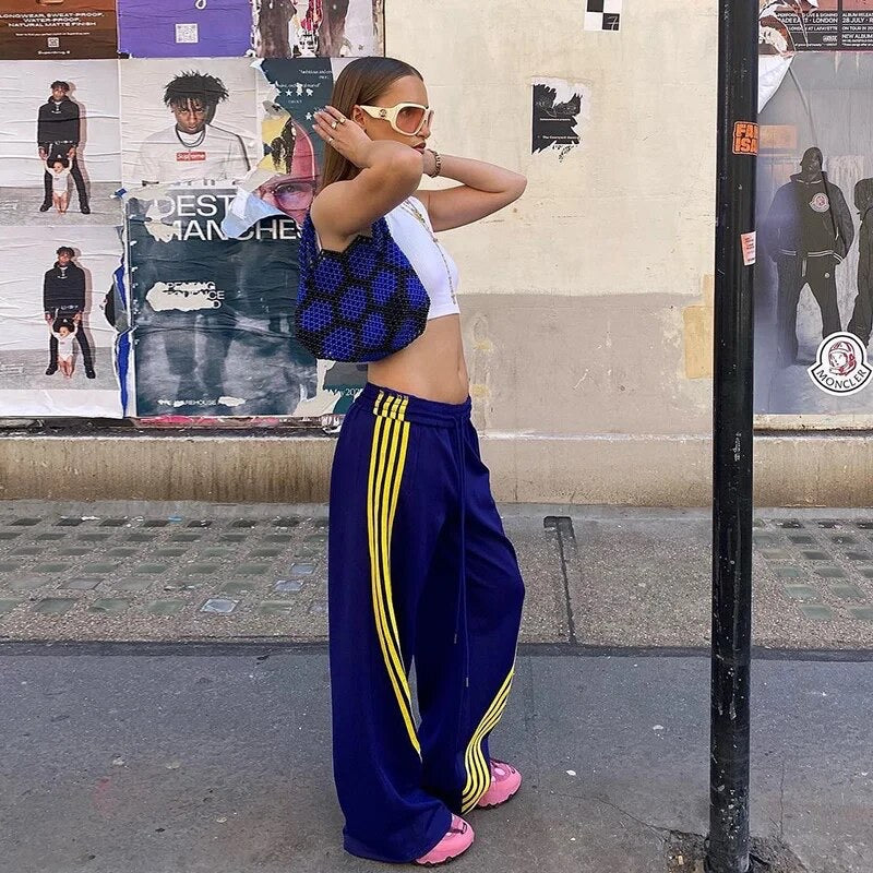 Blue Striped Track Pants