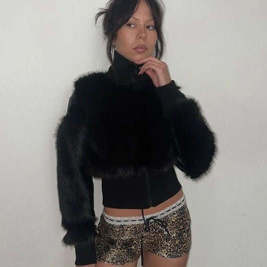 Faux Fur Bomber Jacket (Short Hair)