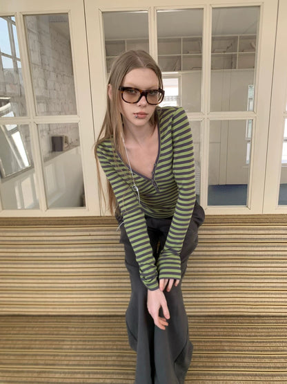DKZ Green Stripy Long Sleeve