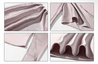 0122stepll Taro Purple Pearlescent Satin Off-Shoulder Top