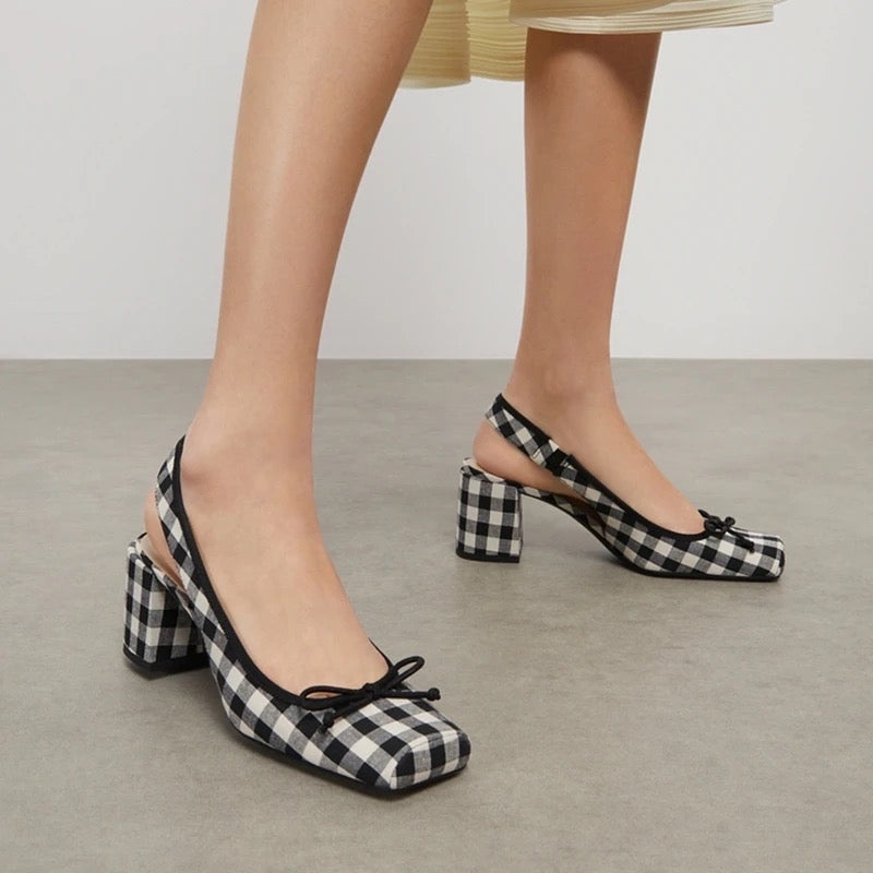 Plaid Mary Janes In Black