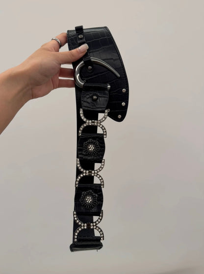 Crystal Link Croc Statement Belt
