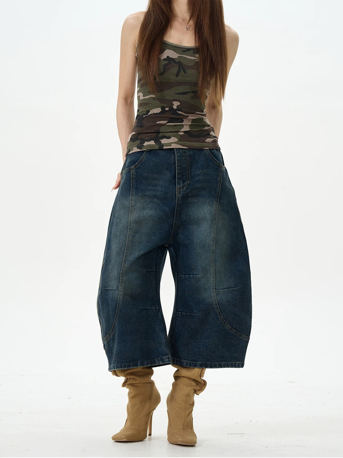 Wide-Leg Dark Denim Jorts