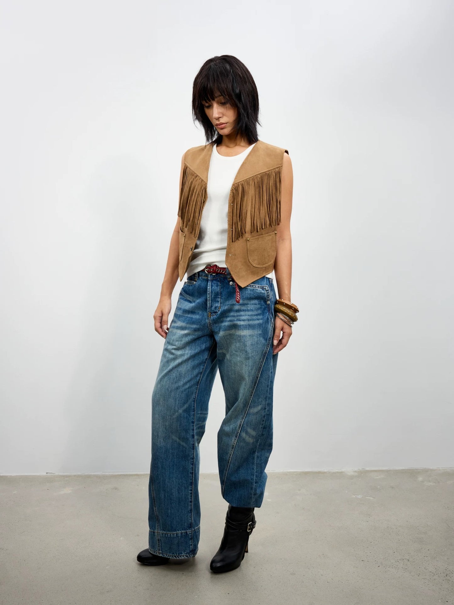 antenna effect Retro Washed Panelled Distressed Jeans